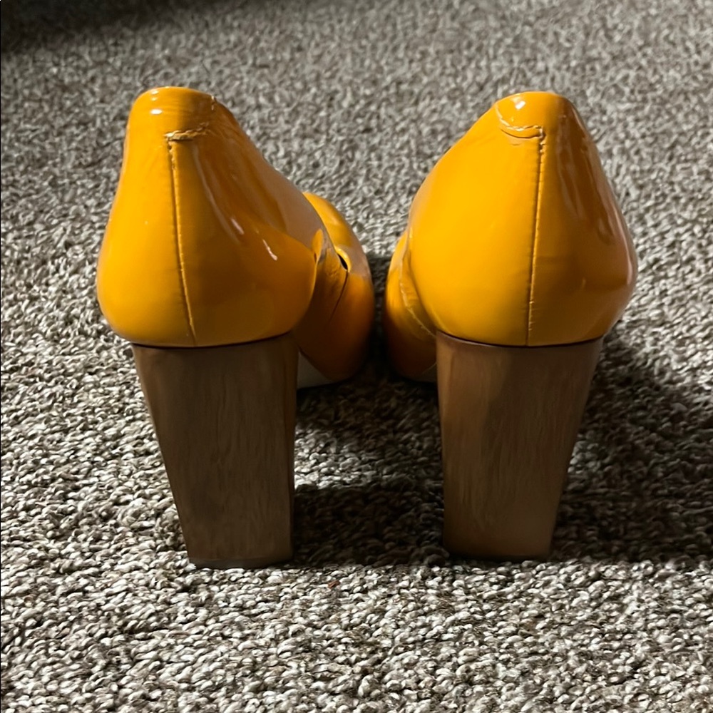 Yellow Block Heel Women's Shoes - Picture 3 of 4